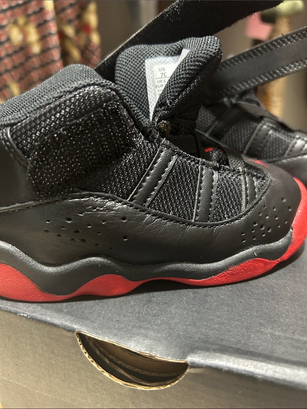 Jordan Kids Black and Red Low-Top Sneakers